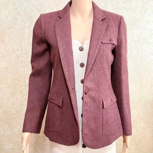 Vintage John Meyer Women's Burgundy 100% pure wool Blazer/jacket suit size 10
